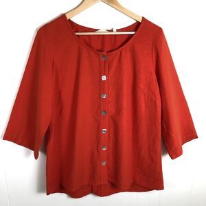 Soft‎ Surroundings Button Red Orange Cotton Light Jacket Women's Medium Shacket